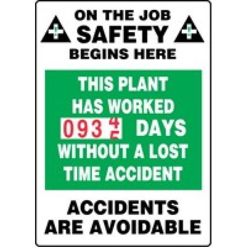 Safety Scoreboards Accuform MSCBDD13 Turn-A-Day Safety Scoreboards: 