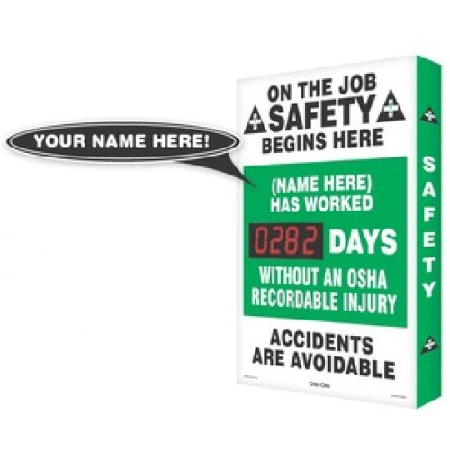 Safety Scoreboards Accuform SCM336 Digi-Day Plus Safety Scoreboards: 