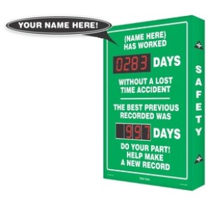 Safety Scoreboards Accuform SCM337 Digi-Day Plus Safety Scoreboards: 