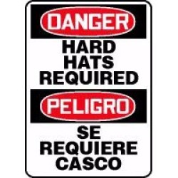 Bilingual Signs Danger Hard Hat Area Signs - Peligro Se Requiere Casco En Esta Area Accuform SBMPPA108VP Safety Signs