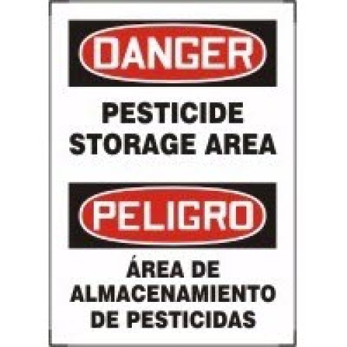 Bilingual Signs Danger Pesticide Storage Area Signs - Peligro Area De Almacenamiento De Pesitcidas Accuform SBMCAW109VP Safety Signs
