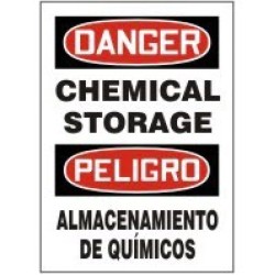 Bilingual Signs Danger Chemical Storage Signs - Peligro Almacenamiento De Quimicos Accuform SBMCHL192VP Safety Signs
