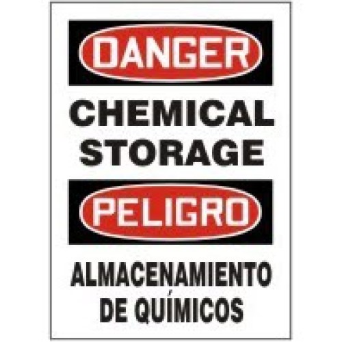 Bilingual Signs Danger Chemical Storage Signs - Peligro Almacenamiento De Quimicos Accuform SBMCHL192VP Safety Signs