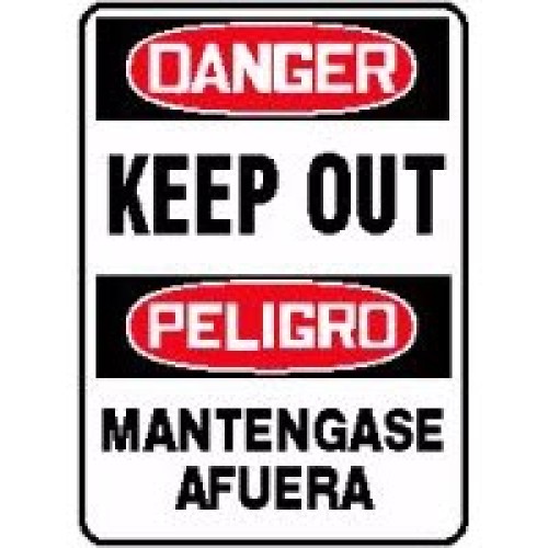 Bilingual Signs Danger Keep Out Signs - Peligro Mantengase Afuera Accuform SBMADM146VP Safety Signs