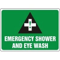 First Aid Signs Emergency Shower and Eye Wash Signs with Graphic Accuform MFSD986VP Safety Signs