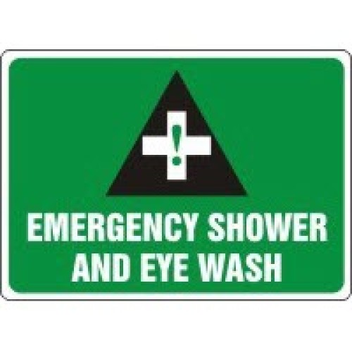 First Aid Signs Emergency Shower and Eye Wash Signs with Graphic Accuform MFSD986VP Safety Signs