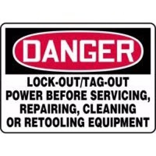 Lockout/Tagout Signs Danger Lockout/Tagout Power Before Servicing Repairing Cleaning Or Retooling Equipment Accuform MLKT280VP