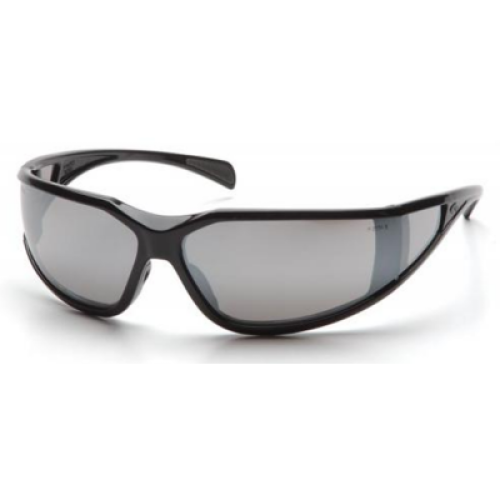 Pyramex SB5170DT Exeter Safety Glasses: Antifog Silver Mirror Lenses Black Frame